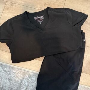 Grey's Anatomy Black V-Neck Scrub Set